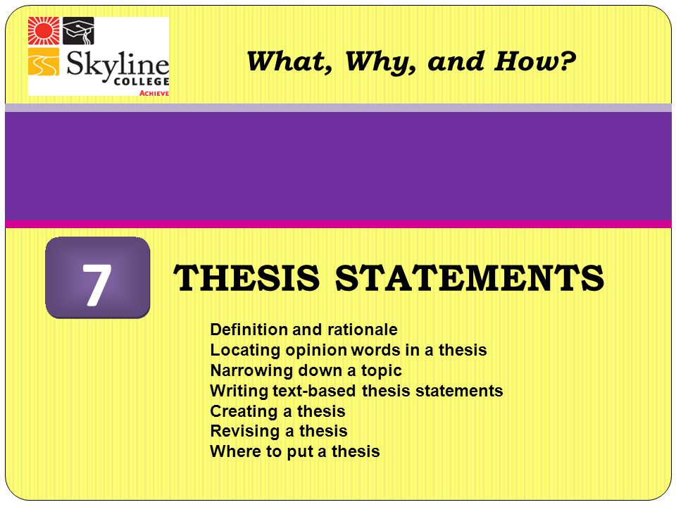 Define a thesis statement and how you create one